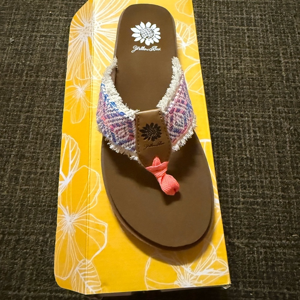 Yellow Box Women's Multicolor Flip Flops size 7 NIB
